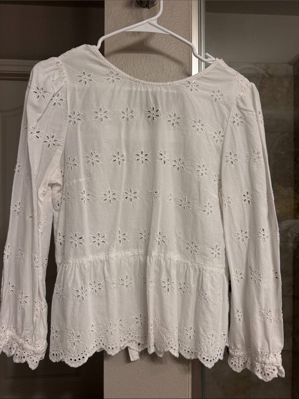 Madewell White Eyelet Peplum Blouse